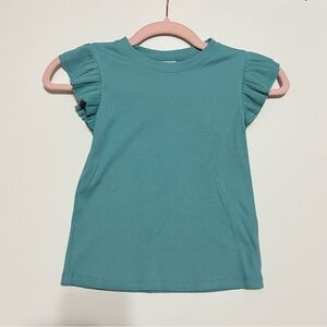 ❤️3/$15 NWT Cat & Jack Teal Ribbed Ruffle Sleeve Tee- Size Small